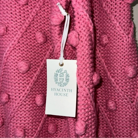 NEW Hyacinth House TUCKERNUCK Punchy Pink Pom Pom Lainey Sweater Women's Medium - Picture 4 of 10